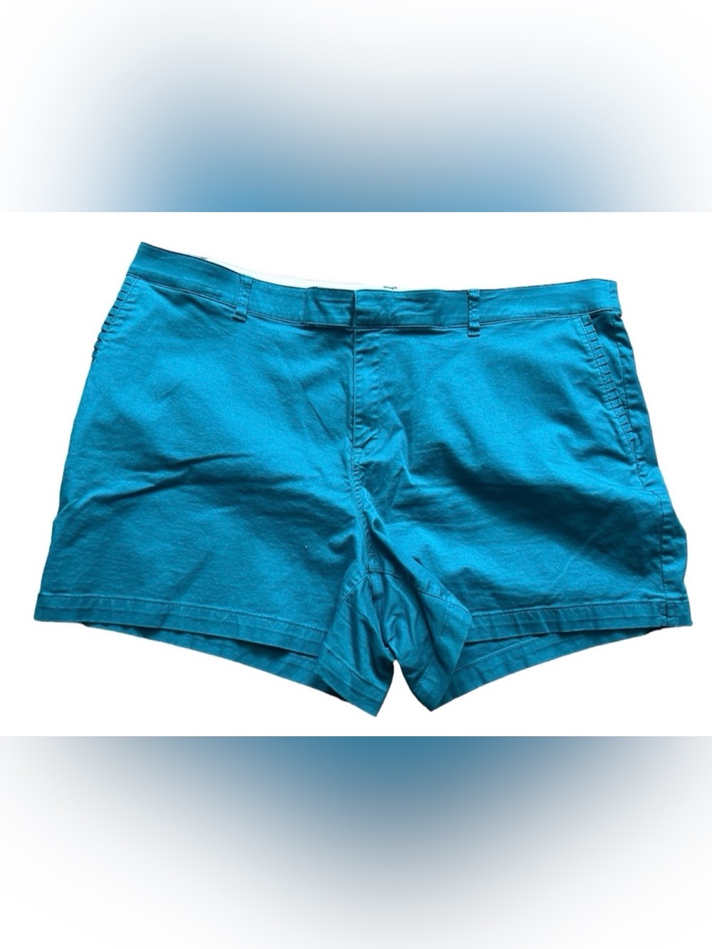 Lane Bryant Teal Chino Shorts Size 24 Plus Stretch Cotton Spandex Flat Front